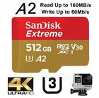 Micro SD Card SanDisk Extreme 512GB SDXC UHS-I 4K Action Camera U3 A2 160Mb/s