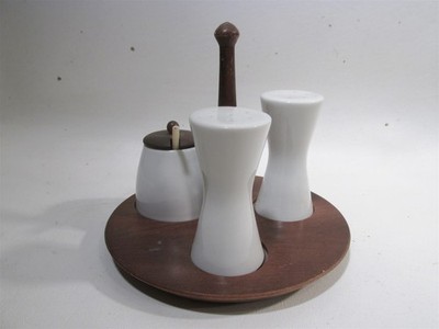 Midcentury LaGardo Tackett Schmid ? 4 Pc Condiment Set Hourglass Japan