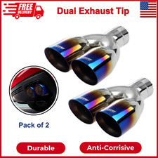 Pack of 2 Dual Exhaust Tip Tailpipe 2.5 Inch Inlet 3.5" Outlet 9.5" Length Blue