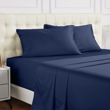 100 Cotton King Fitted Sheet Only 600 Thread Count Sateen Deep Pocket Navy