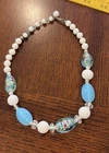 Gorgeous Vintage Milk Glass And Murano Glass Short Necklace. Japan