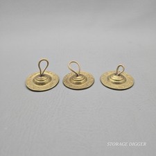 Vintage Set of 3 Solid Brass Hand Carved Finger Round 1.8" Cymbals