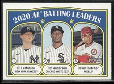 2021 Topps Heritage #86 2020 Batting Leaders DJ LeMahieu T Anderson D Fletcher