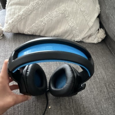 SADES Black/Blue Wired Over-Ear Gaming Headset Adjustable Headband Volume Mute