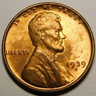 1939 D Lincoln Wheat Cent Penny Red BU Toned Reverse  Actual Coin Pictured
