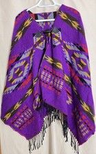 Women's One Size Aztec/Bohemian Purple Pattern Cape Shawl