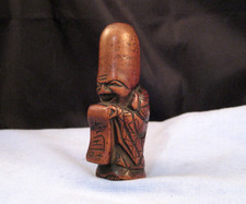 ANTIQUE WOOD JAPANESE NETSUKE GOD FUKUROKUJU WISDOM WEALTH LONGEVITY SIGNED