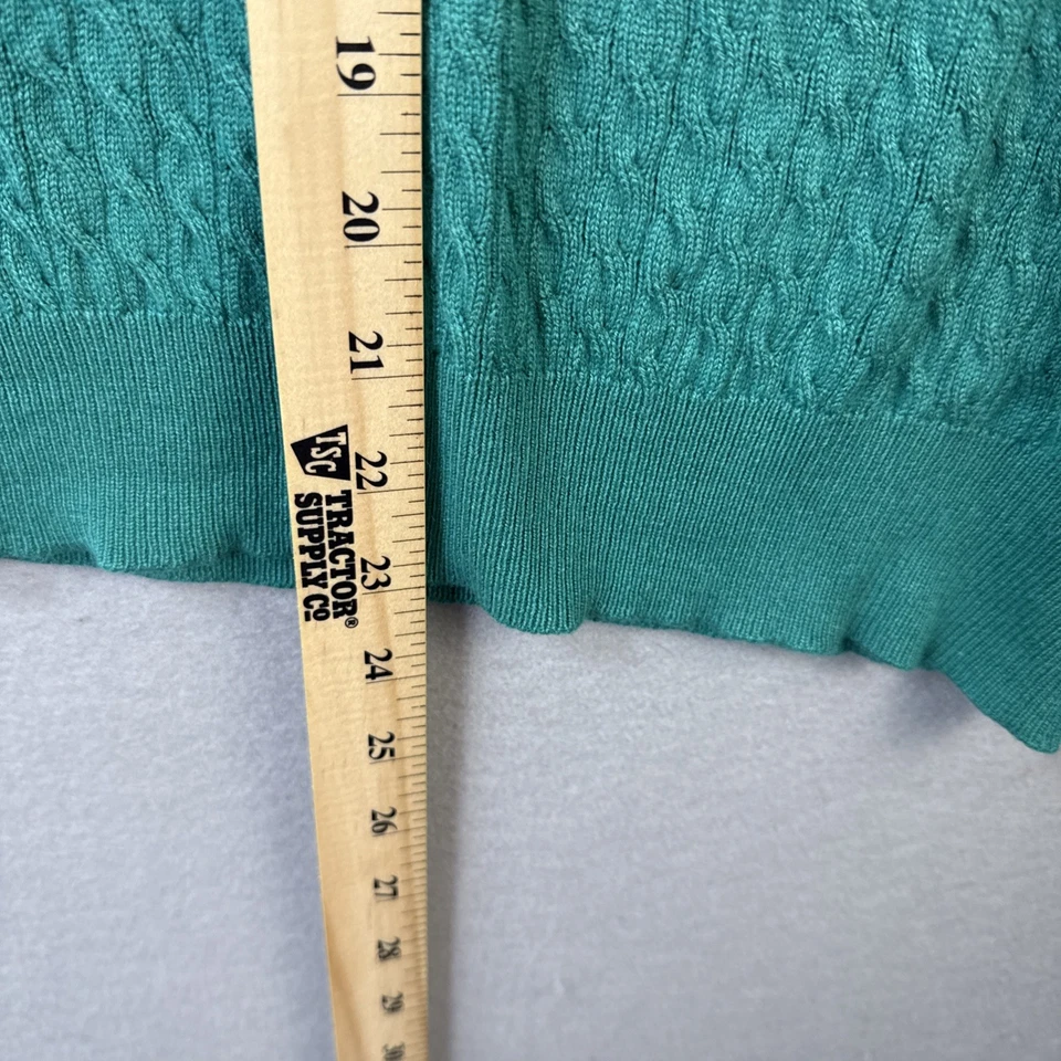 Suéter Forte Mujer L Verde Mezcla Cachemira y Seda Minimalista Oficina Cable Tejido Foto 3 de 4