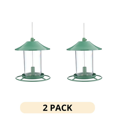 2 Pack Perky Pet Green Panorama Bird Feeder 2 lb Capacity Wild Bird Seed