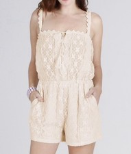 New Creamy Ivory Sleeveless Lace Romper Size Large