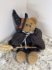 Halloween Plush 15" Teddy Bear Witch Broom Hat Cape