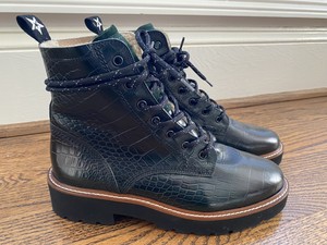 croc print combat boots