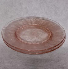Jeanette Floral Poinsettia Pink Salad Plates 2 8" Depression Glass
