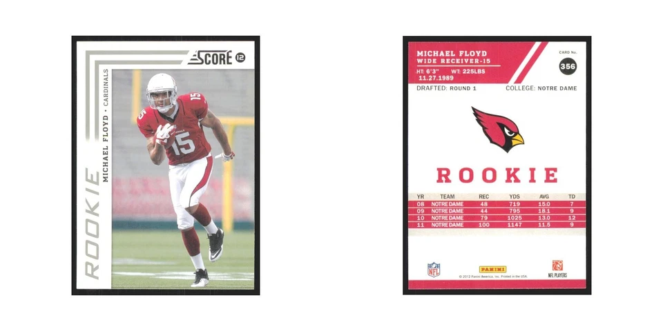2012 Score Michael Floyd RC Cardinals #356 - Image 3 of 3
