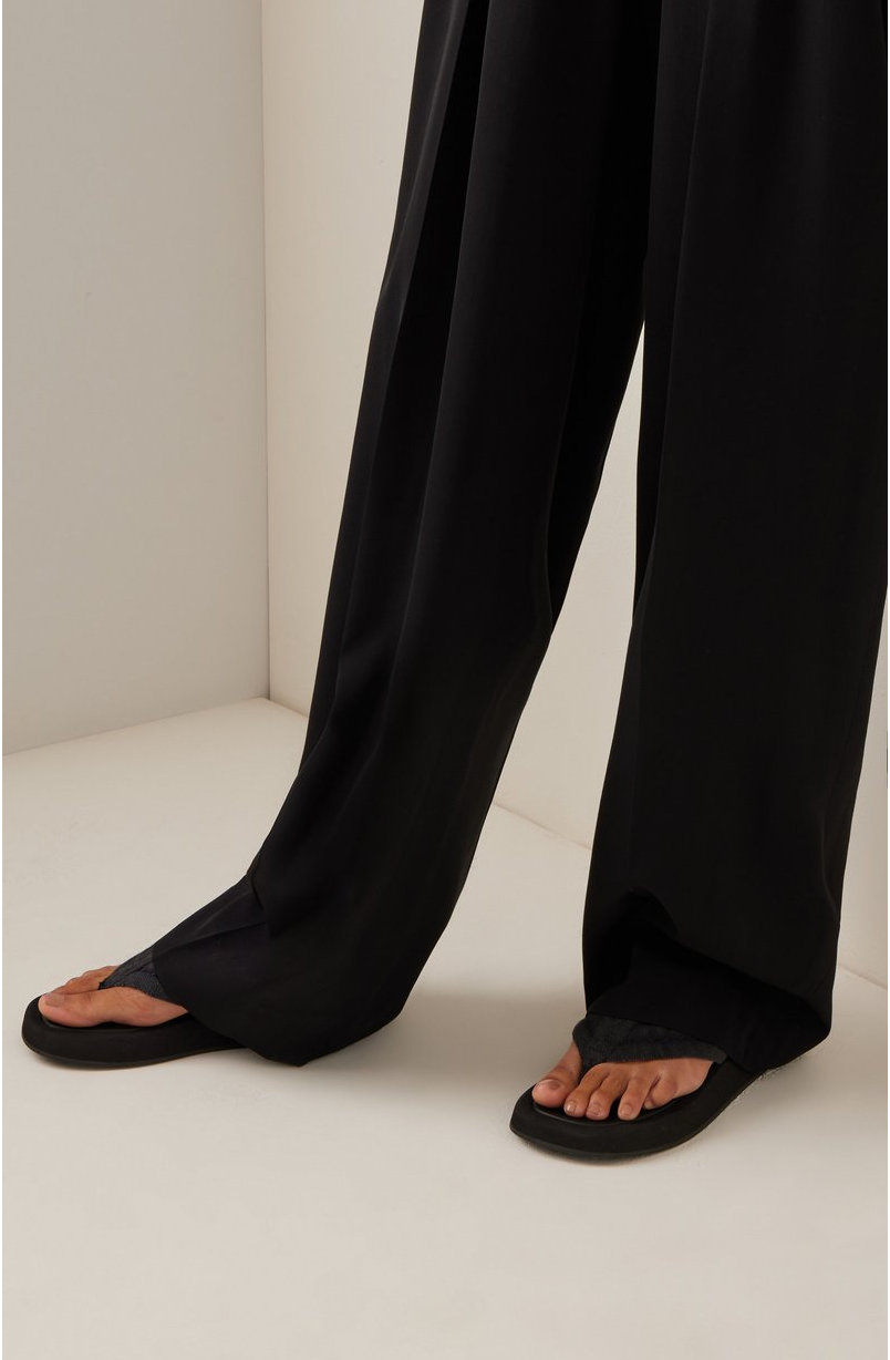 FILA Sandali infradito nuovi con scatola $925 The Row Ginza denim e camoscio plateau neri 40 10