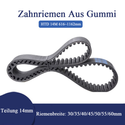 Teilung 14mm Zahnriemen  Breite 30-60mm Gummi-Antriebsriemen HTD 14M 616 1162mm 