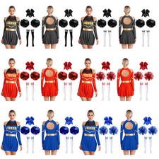 Womens Cheerleading Cold Shoulders Uniform Cheer Leader Outfits Cosplay Costume