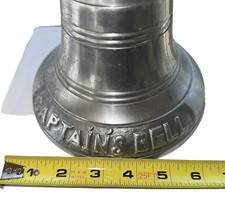 LARGE Antique Captains Bell 15" tall, Wood Handle From A Ship In MA  Aluminum
