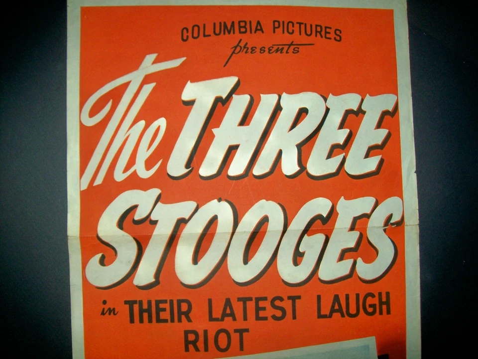 Rare Original 1950s Three Stooges Movie Poster with Shemp as the "Third Stooge" - Image 4 of 4