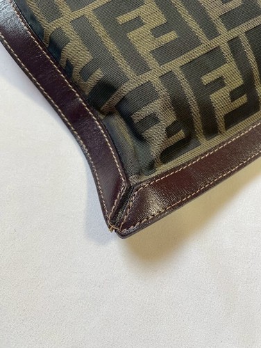 Fendi Clutch Bag Purse Zucca Leather Nylon Authentic 239T0217 - Picture 13 of 23