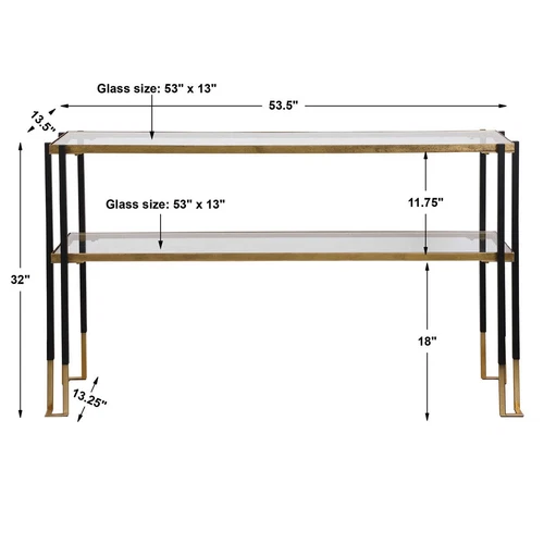 Kentmore Console Table Modern Matte Black and Brushed Gold  ~ Uttermost 24978 - Picture 7 of 7