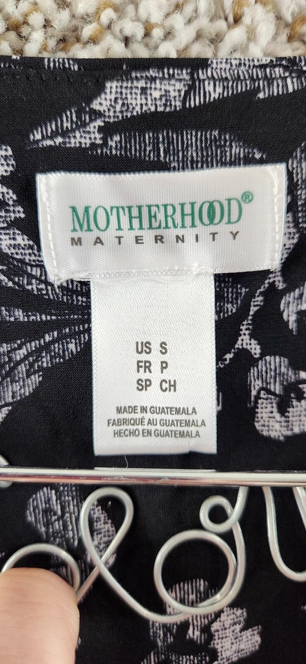 Motherhood Maternity Dress Black/White Floral Cowl Neck Dress Women's Size S - Image 2 of 4
