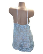 Secret Treasures Blue Silky Sheer Lace Nylon Nightie Nightgown Womens XL 16-18