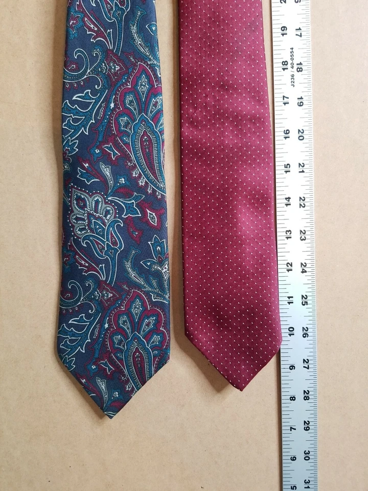 Lote de 2 corbatas vintage para hombre Johnny Carson 100 % seda italiana 100 % poliéster EE. UU. Foto 2 de 4