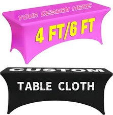 Personalized Custom Tablecloth 4/6FT Trade Show Birthday Wedding Anniversary