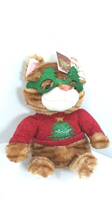 Ugly Christmas Sweater 10'' Cat I Love This Holiday Plush Stuffed Animal DanDee