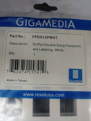 GIGAMEDIA FPDG12PWHT 12 PORT DOUBLE GANG FACEPLATE WHITE NEW IN PACKAGE LOT OF 4