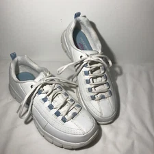 Skechers Elite Women Sneakers 8 White Leather Lace Up Walking Shoes 11798EW