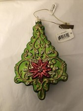 Katherine  s Collection Tree Poinsettia Glass Ornament - NEW 