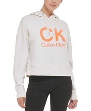 Calvin Klein Performance Womens Sz XS Stacked Graphic Logo Hoodie Sweatshirt Top
