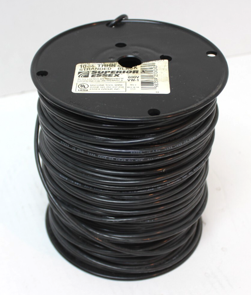 Superior Essex 10 Gauge Stranded Black Copper Wire THHN 500ft 600V VW-1