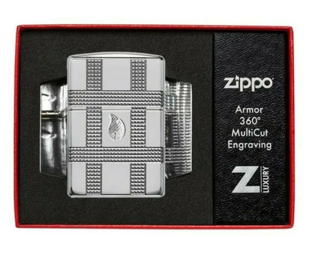Zippo 49079 Armor Geometric Design 360 cut High Polish Chrome