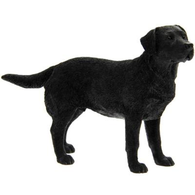 Collezione Leonardo Statuetta Cane Labrador Nero In Pietra - Ornamento Dipinto A Mano - 5