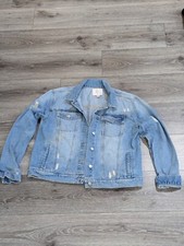 $99 Rachel Parcell Classic Denim Jacket Women’s Size L Distressed Jean Trucker
