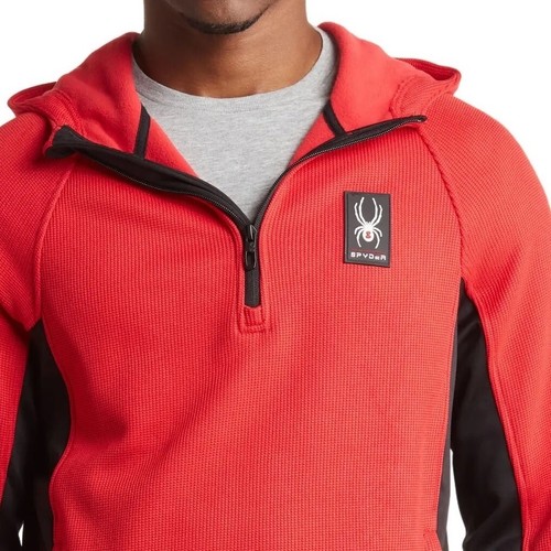 Spyder Final Sale $129 NWT Men's Boundless Hoodie Pullover Half Zip Collar Red M - Picture 3 of 6