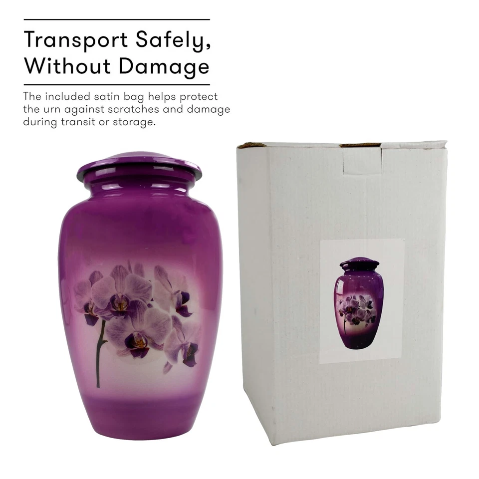 Cremation Urns Large for Ashes Blessing Purple Orchids Urn - Image 3 of 4