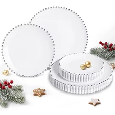 HOMIP 50Pcs Fancy Disposable Dinnerware Party Set, Elegant Plates Include 25P...