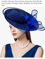 Royal Blue Dressfan Fascinator Hat Headband Wedding Tea Party Kentucky Derby