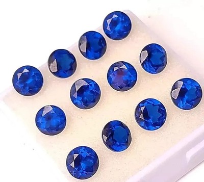 12 Pcs Natural 6 MM Blue Sapphire Round Cut Certified Loose Gemstone Lot