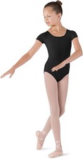Bloch Dance Girls Dujour Microlux Short sleeve Leotard 14, Black