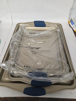 NutriChef Antihaft Backblech Set 3 Stück, Stapelbar Carbon 3 Stück.