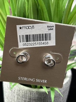 Macys Sterling Silber verbundene Infinity Kreis Ohrstecker 925 Neu 