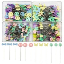 400 pcs Sewing Pins Flat Head Straight Pins, Bow Shape, Tooth Shape, Button, ...
