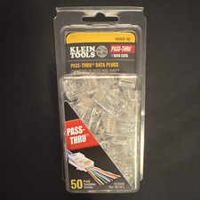 Klein Tools Pass-Through RJ45 CAT6 Clear Data Plugs 50 Pack VDV826-703