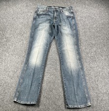 Wrangler Jeans Mens 33x34 Blue Retro Slim Fit Straight Cowboy Boot Western Denim