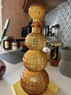 Vintage golden yellow Empoli Glass Decanter Bottle w/ Stopper Decorative